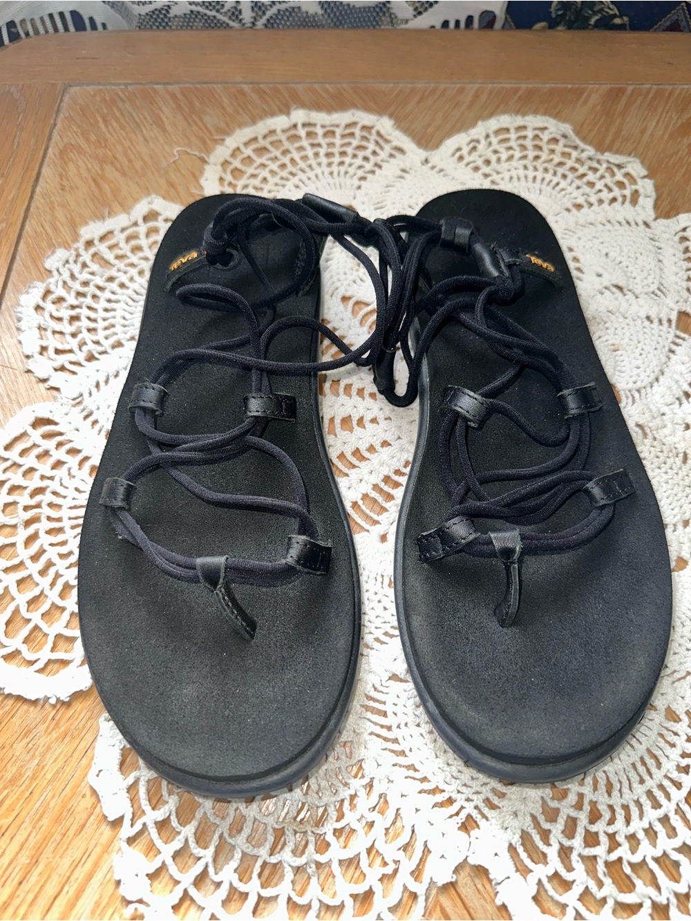 Teva Women's Voya Infinity Size 9 Black Lace-Up Flat Sandals